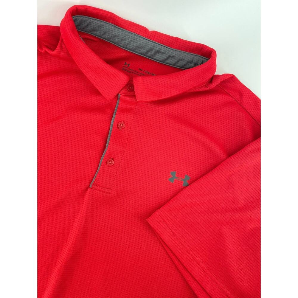 Under Armour Polo Shirt Men’s 3XL/3TG/3EG Red Striped Loose Fit HEATGEAR